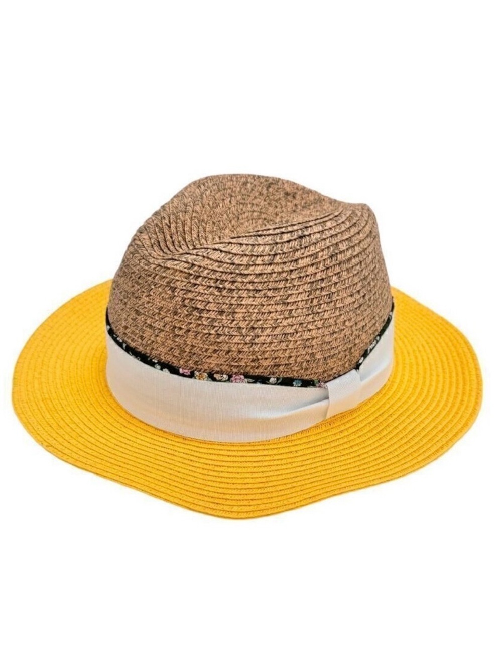 NWT Magid Hats Straw Panama Hat Khaki Yellow White Fedora Summer Hat Beach